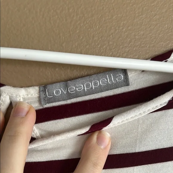 Loveappella Striped Tunic in White and Brown - Picture 2 of 4